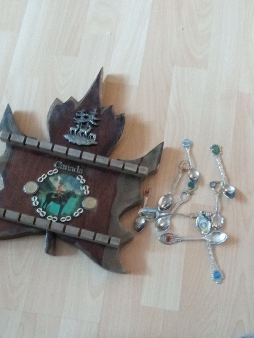 Wooden Maple Leaf Spoon Rack Wall Display in Brown - & SPOONS